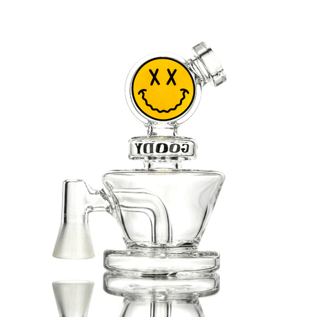 Goody Glass Big Face VR Vape Rig with clear borosilicate glass and percolator, front view on white background