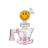 Goody Glass Big Face VR Vape Rig with Pink Accents and Percolator, Front View
