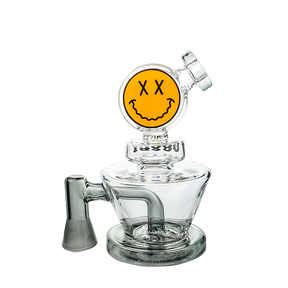 Goody Glass Big Face VR Vape Rig with Percolator, Clear and Pink, Front View