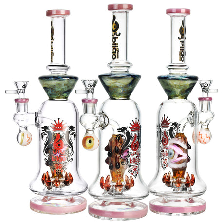 BIIGO Bloody Eye Fury Water Pipe collection, 13" height, 14mm female joint, with intricate eye designs