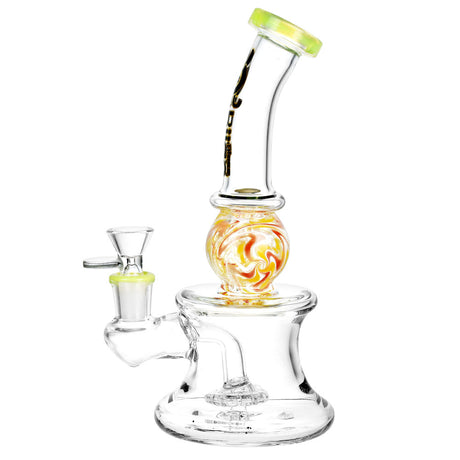 BIIGO Disco Sphere Hourglass Water Pipe, 8.5" tall, 14mm Female Joint, with Percolator, Front View