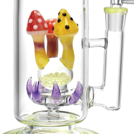 BIIGO Funky Fungus Water Pipe, 13.5" tall, 14mm female joint, with colorful mushroom accents