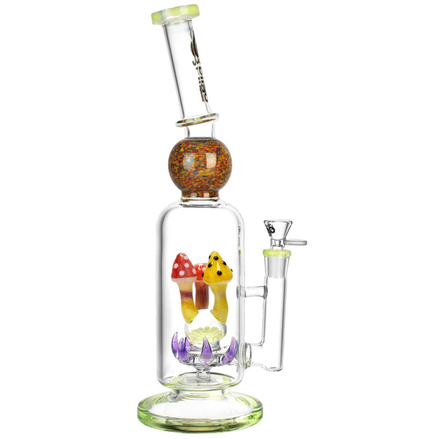 BIIGO Funky Fungus Water Pipe, 13.5" tall with 14mm female joint, featuring colorful mushroom design and percolator.