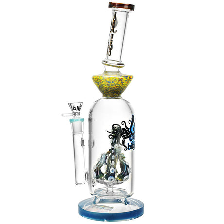 BIIGO Kraken Tentacle Water Pipe, 13" height, 14mm joint, with percolator, front view on white background