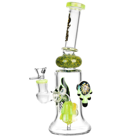 BIIGO Smiling Eyeball Water Pipe, 10.75" tall, 14mm Female Joint, with Percolator, Front View