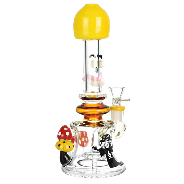 BIIGO 9" Wacky Mushroom Head Water Pipe with Percolator, Front View on White Background