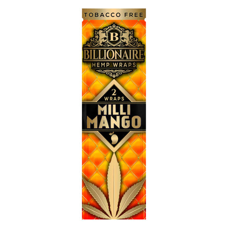 Billionaire Hemp Wraps 25 Pack, Mango Flavor, Tobacco-Free Blunt Wraps Front View