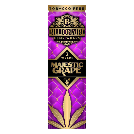 Billionaire Hemp Wraps 25 Pack, Majestic Grape Flavor, Tobacco-Free, Front View