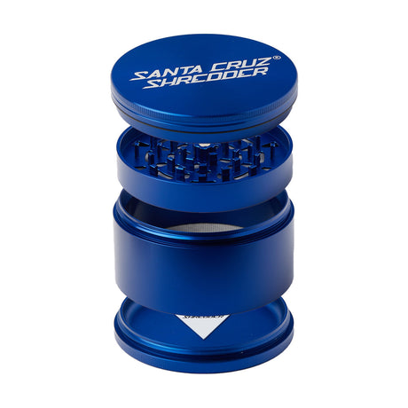 Santa Cruz Shredder Jumbo 4 Piece Grinder in Blue - Front View with Open Compartments