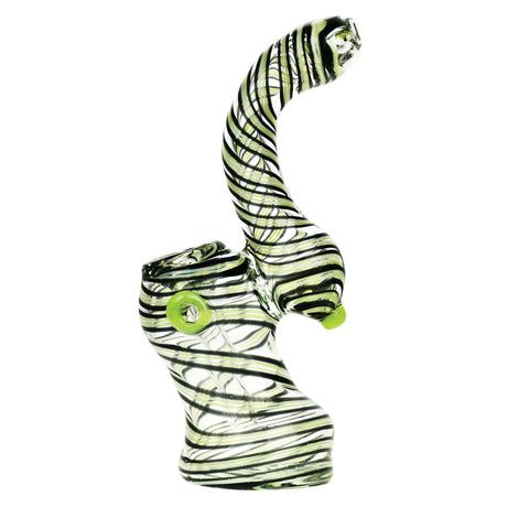 Black Swirl Bubbler, 6" Borosilicate Glass, for Dry Herbs, Front View on White Background