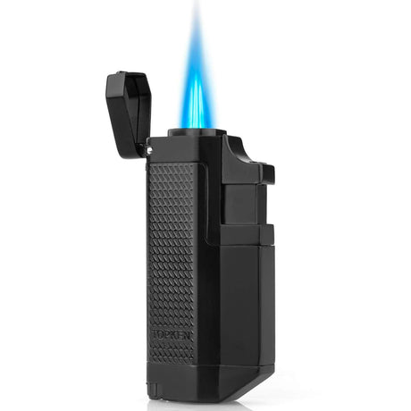 PILOT DIARY Portable Black Triple Jet Dab Torch Lighter with Blue Flame