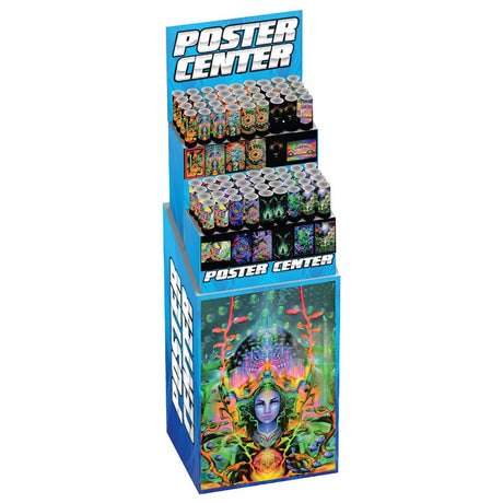 Assorted Blacklight Posters Display Stand featuring vibrant designs, front view, perfect for home decor.