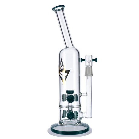 EVOLUTION Blaze Perc Dab Rig in Light Blue with Straight Design, 14.5" Height, and Percolator - Front View