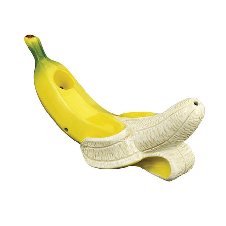Blissful Banana Ceramic Hand Pipe for Dry Herbs, 9" Length, Novelty Design - Top View