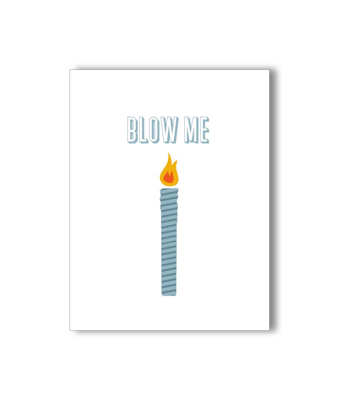 KKARDS Blow Me Card featuring a playful candle design with flame - Front View