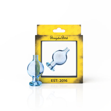 Honeybee Herb UV Classic Bubble Carb Cap in Blue for Dab Rigs, Front View on Packaging