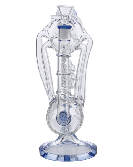 Valiant Distribution Blue Quartz Bent Neck Water Pipe - 12" with Bowl, 90 Degree Joint