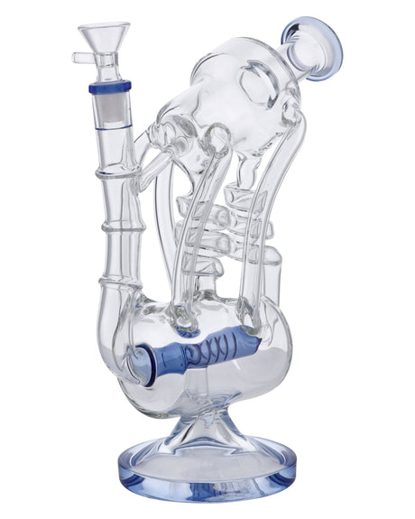 Valiant Distribution Blue Quartz 12" Bent Neck Water Pipe with Clear Bowl, Front View