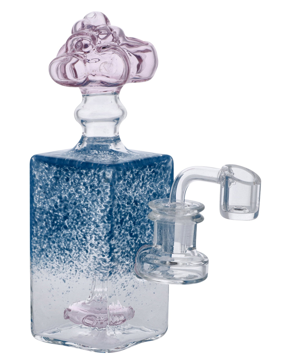 Valiant Distribution Blue Quartz Bubbler, 7in with Banger Hanger Design, 90 Degree Joint