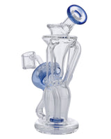 Blue Recycler Dab Rig by Valiant Distribution, 6 inches, 45-degree joint, clear borosilicate glass, front view