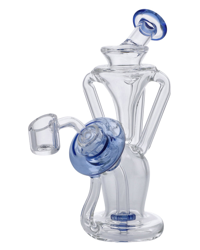 Blue Recycler Dab Rig by Valiant Distribution, 6in, 45 Degree Joint, Front View on White Background