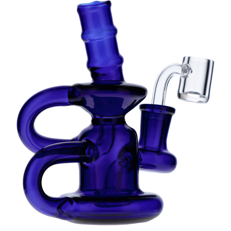 Valiant Distribution Blue Recycler Mini Water Pipe - 6in with Quartz Banger Front View