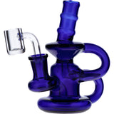 Valiant Distribution Blue Recycler Mini Water Pipe - 6in with Quartz Banger, Front View