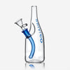 PILOTDIARY Sake Bottle Glass Water Bong in Blue - Front View with Clear Glass