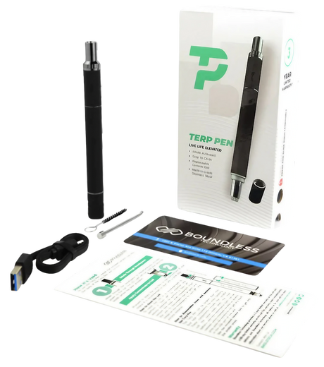 Boundless Terp Pen Vaporizer with box and accessories, compact design for concentrates