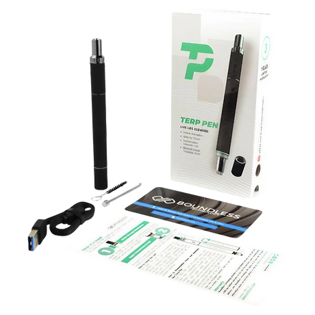 Boundless Terp Pen Vaporizer with packaging and accessories, portable steel design for concentrates
