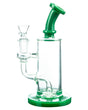 Valiant Distribution Bountiful Clouds Bent-Neck Bong with Slyme Green Accents, 8" Height, Front View
