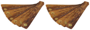 12-pack Brass Inlay Wooden Incense Burners with ornate designs, front view on white background