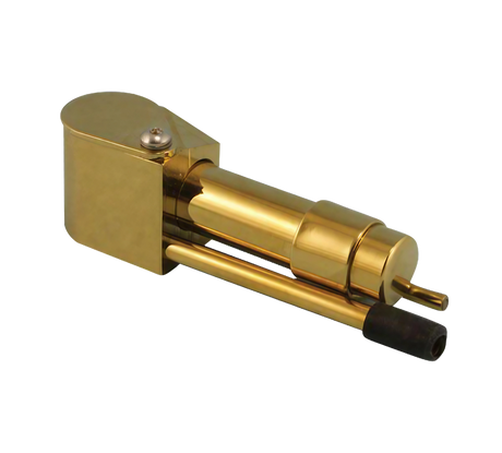 Compact Brass Tobacco Pipe, 3.25" Metal Hand Pipe, Angled Side View on White Background