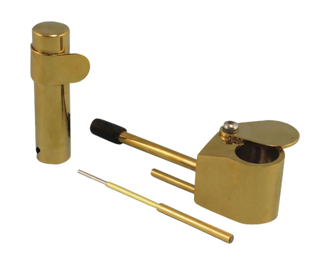 Brass Tobacco Pipe Set - 3.25" Metal Hand Pipe with Cleaning Tool, Front View