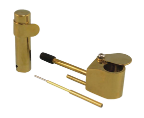 Brass Tobacco Pipe Set - 3.25" Metal Hand Pipe with Cleaning Tool, Front View