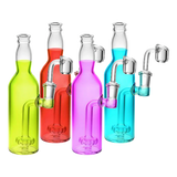 Assorted colorful Bright Soda Bottle Oil Dab Rigs with showerhead percolators, 7.5" tall