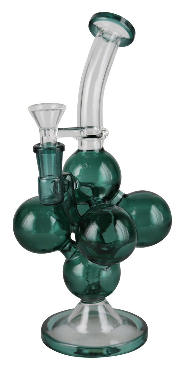 9.75" Bubble Chamber Water Pipe in Borosilicate Glass with 90 Degree Female Joint, Front View