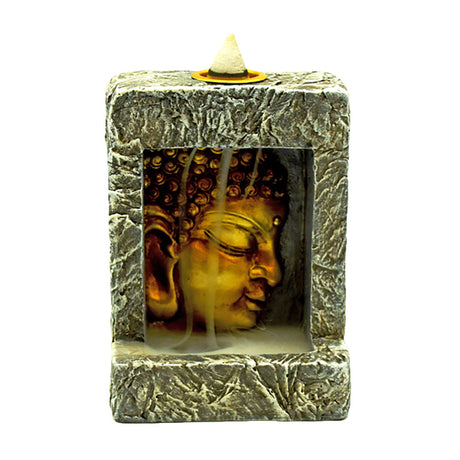 Buddha Head Backflow Incense Burner in Polyresin, 4" Size with Heavy Wall