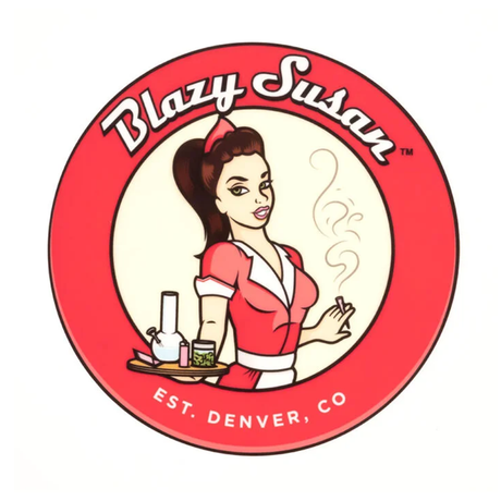 Blazy Susan Red Silicone 8" Dab Mat featuring logo, ideal for glass protection and portability