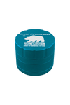 Cali Crusher Homegrown 4-Piece Grinder in Aqua, Aluminum Quicklock, Top View on White
