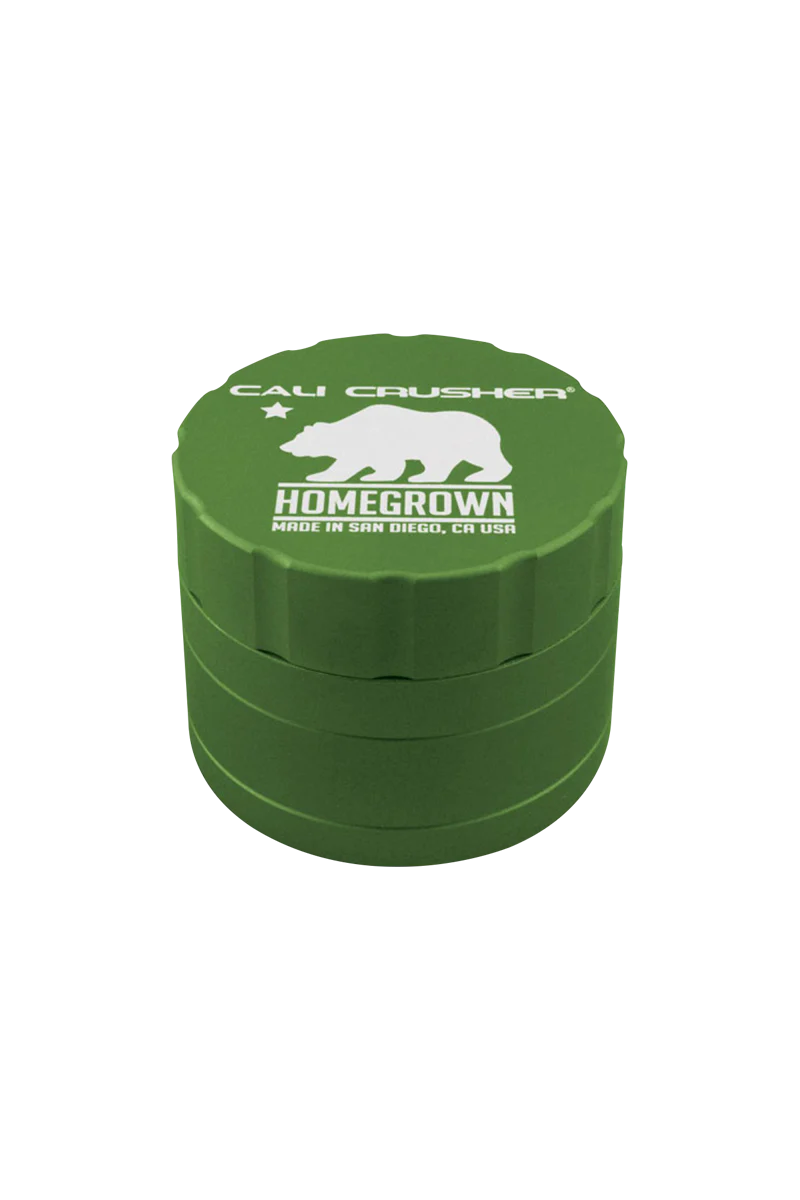 Cali Crusher Homegrown 4-Piece Grinder in Green with Quicklock, Front View