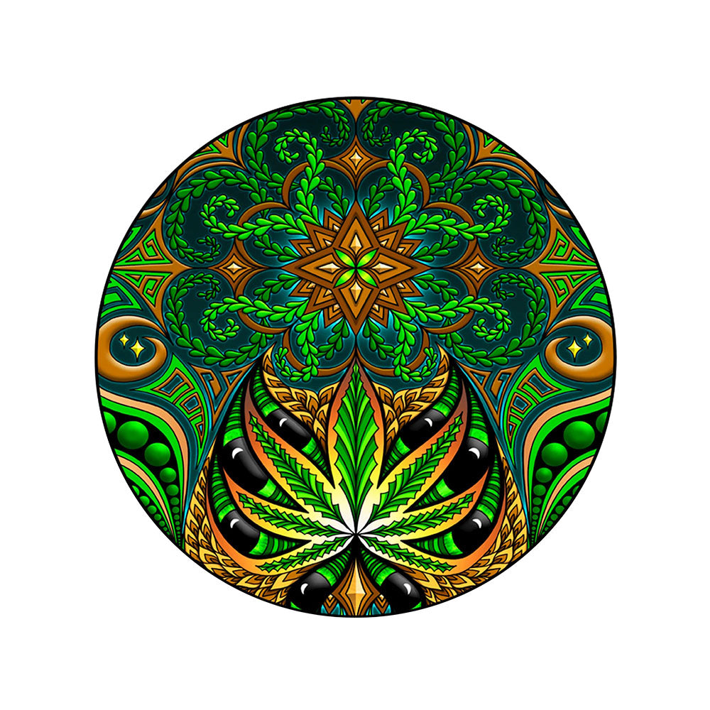 Cali Crusher Homegrown Phil Lewis Indica Grinder, 4pc with vibrant mandala design