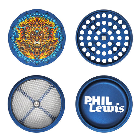 Cali Crusher Homegrown Phil Lewis Lion Grinder, 4pc set with artistic lion design