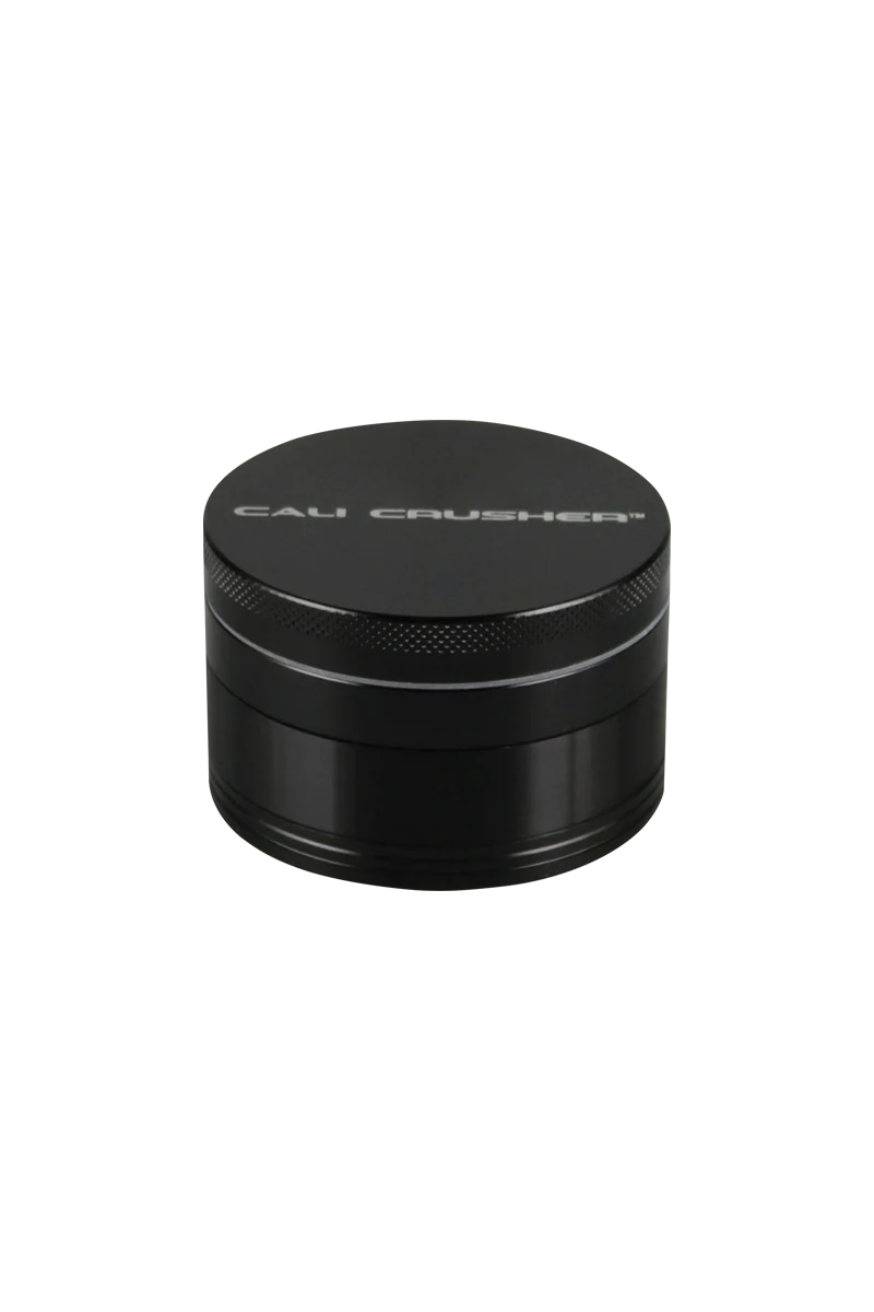 Cali Crusher O.G. 2" Black 4-Piece Grinder for Dry Herbs, Top View on White Background