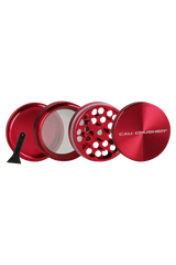 Cali Crusher O.G. 2" Red 4-Piece Aluminum Grinder Disassembled View