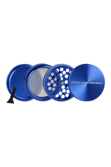 Cali Crusher O.G. 2.5" Blue 4-Piece Aluminum Grinder for Dry Herbs, Disassembled View