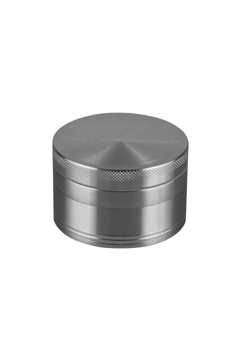 Cali Crusher O.G. 2.5" Silver 4-Piece Grinder, Top View on White Background