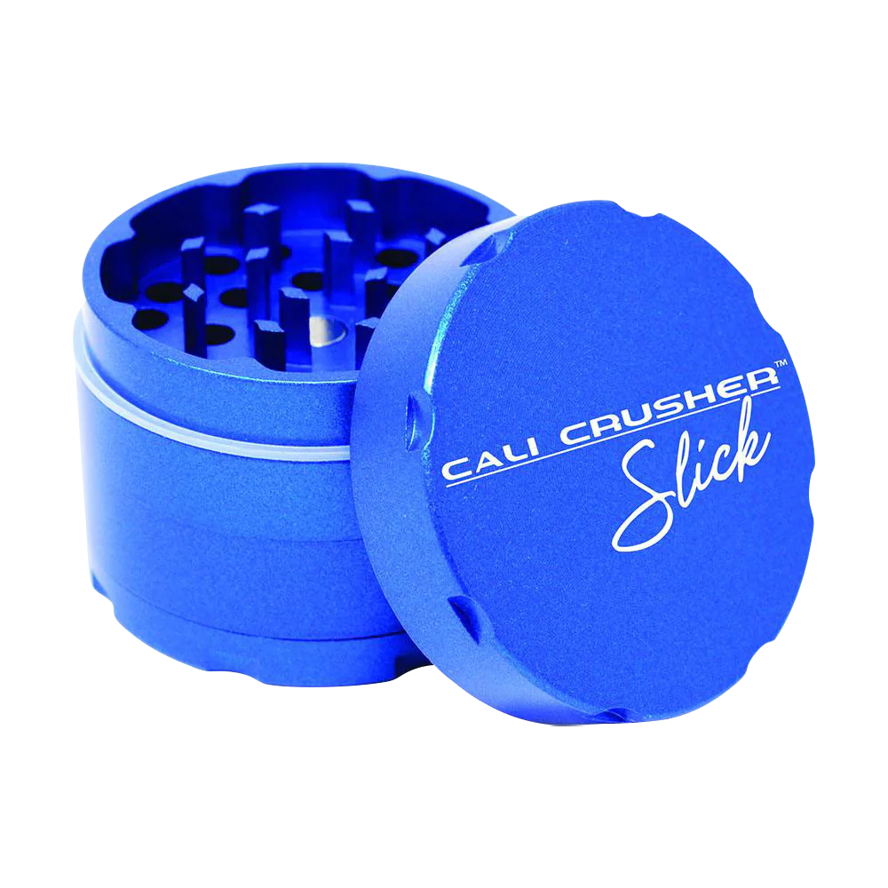 Cali Crusher OG Slick 4-Piece Nonstick Grinder in Blue - Angled Open View