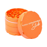 Cali Crusher OG Slick 4-Piece Nonstick Grinder in Orange, Open View Showing Sharp Teeth