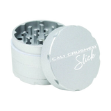 Cali Crusher OG Slick 4-Piece Grinder in Silver with Nonstick Coating - Top and Inside View